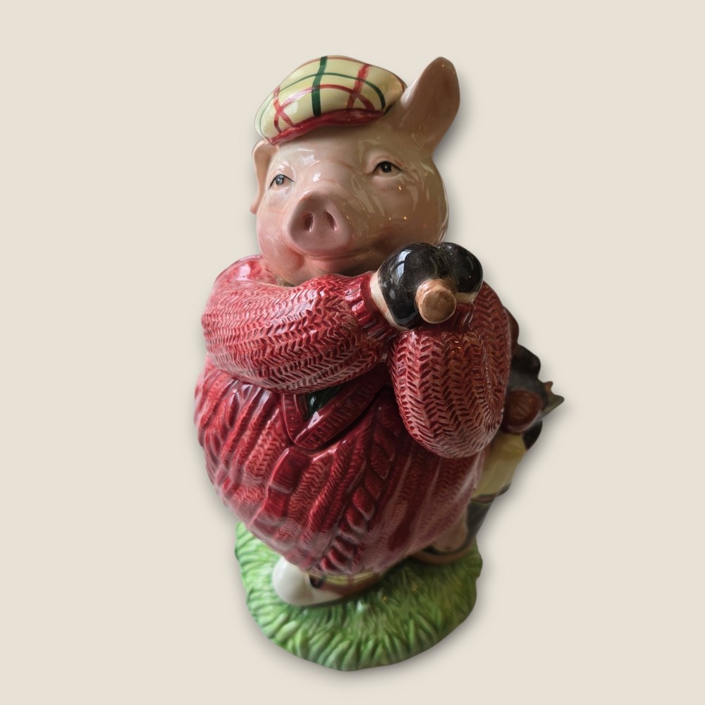 Vintage Fitz & Floyd Pig Golfer Figurine 1990s Cookie Jar HOG COUTURE‎ PIG CHIC